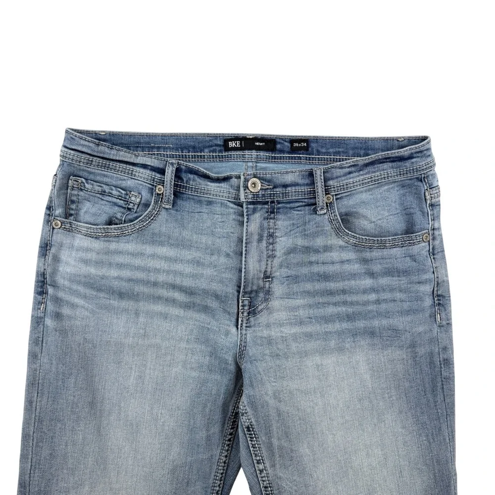 BKE Henry Jeans Mens 38x34 Light Wash Straight Stretch Coolmax